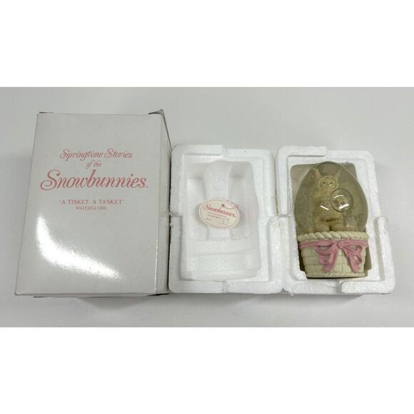 Dept 56 Springtime Stories of the Snowbunnies A Tisket A Tisket Waterglobe - Picture 1 of 4